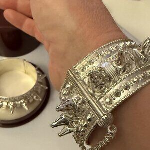 Set of Traditional Omani Silver Tribal Spike Bracelets (Banjiri Bu Shawka)